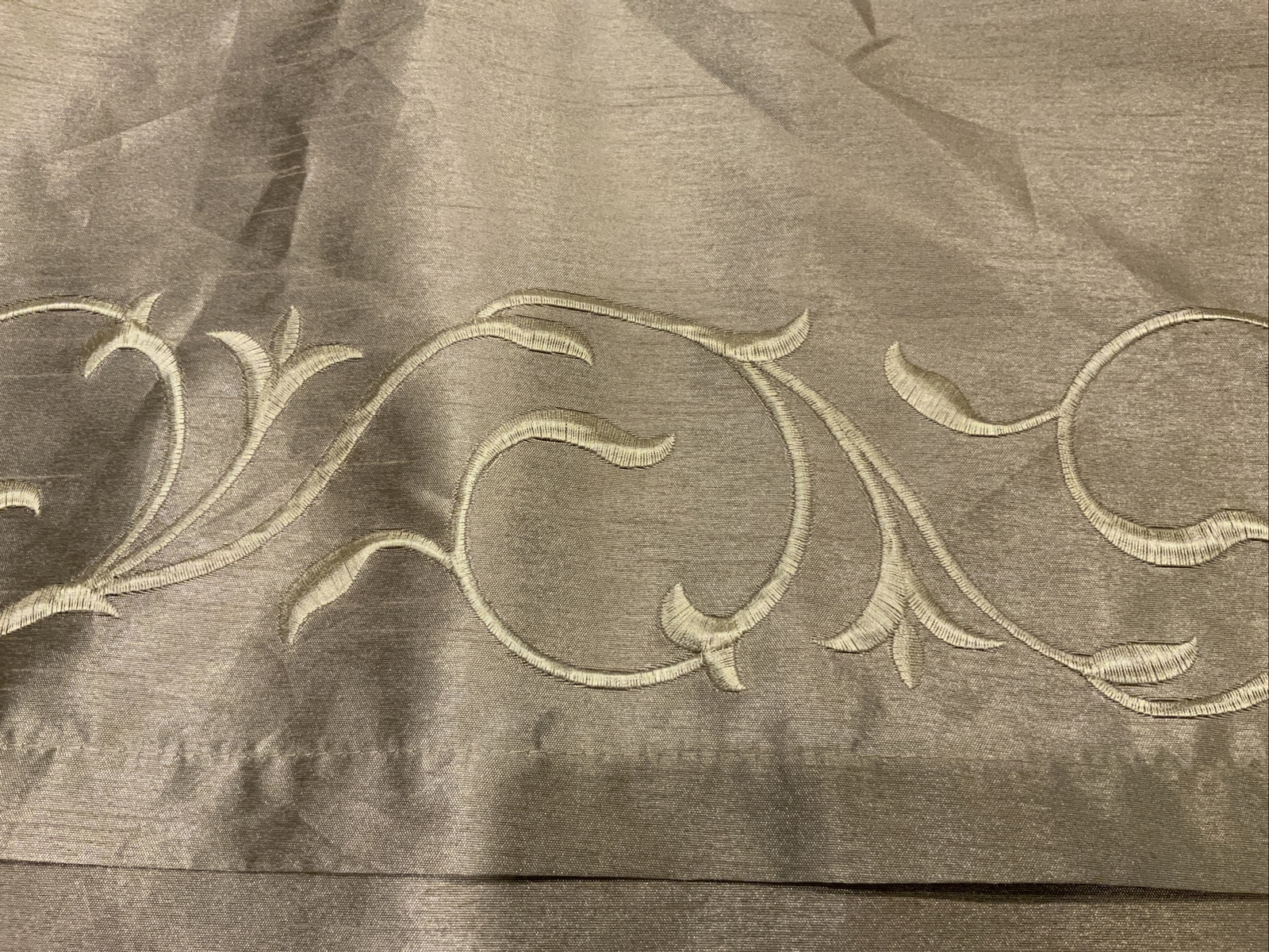 Taupe /Beige Embroidered Curtains 5 Piece Window Sets 58 in x 84 in length
