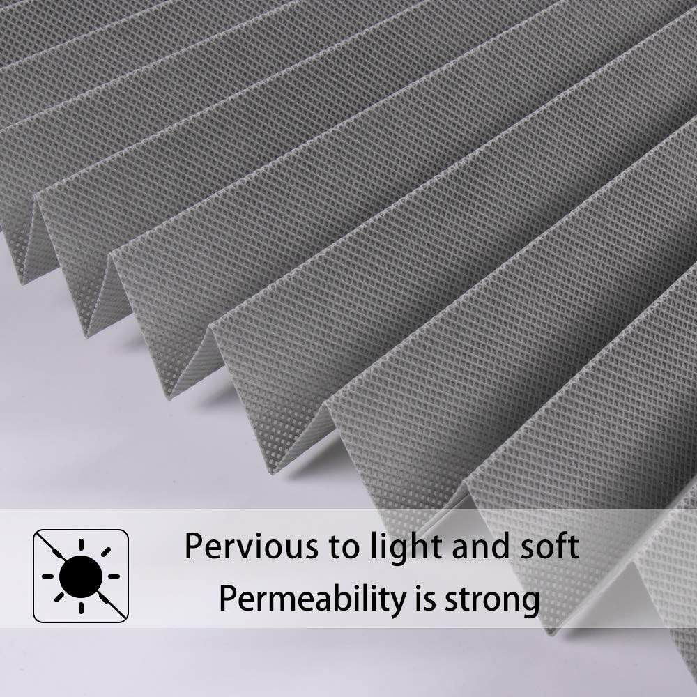 LUCKUP 2 Pack Cordless Light Filtering Pleated Fabric Shade,Easy to Cut and I…