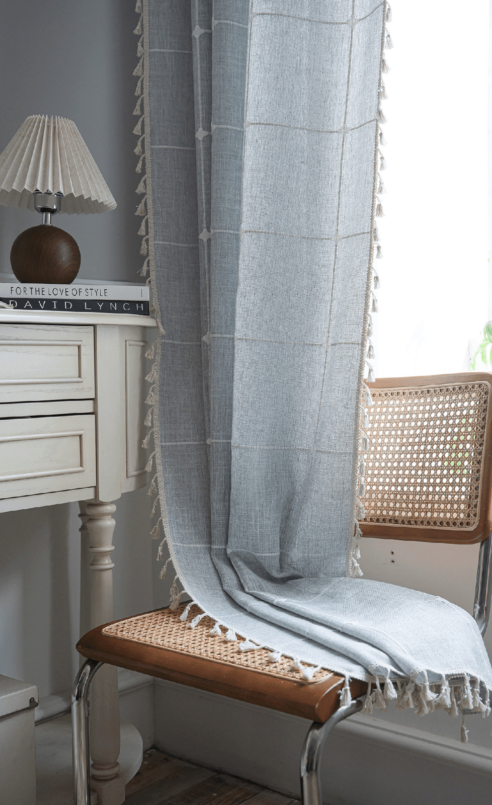 94 In Grey Boho Curtains Long Farmhouse Linen Curtains for Bedroom Living Room