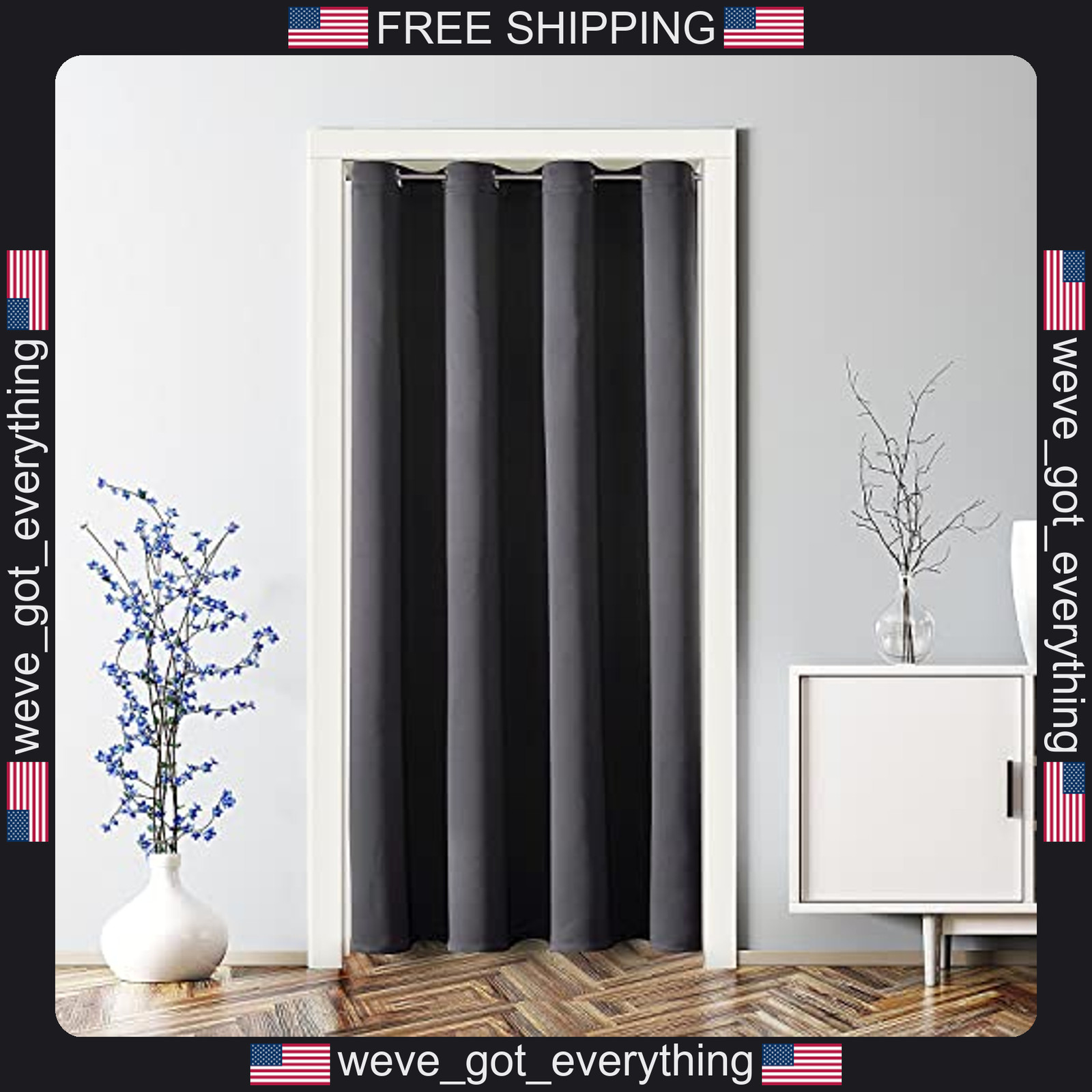 Single Doorway Curtain Panel Dark Grey Privacy Insulation