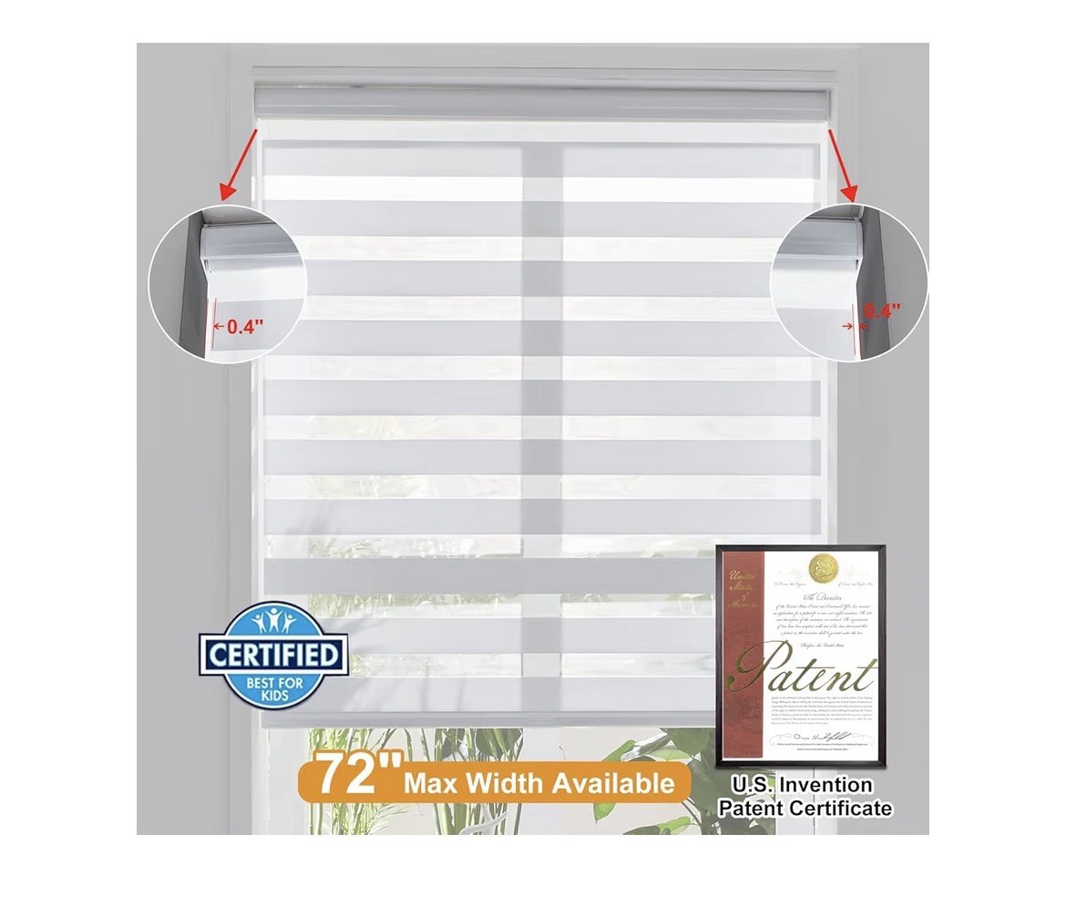 PERSILUX CORDLESS Free Stop ZEBRA BLINDS ROLLER SHADES 33.5″ W x 72″ H, (MS738)