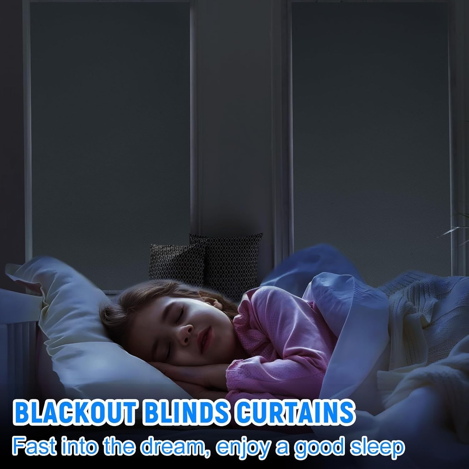 2 Pack Blackout Curtains for Bedroom, Self Adhesive Indoor Blackout Blinds, N