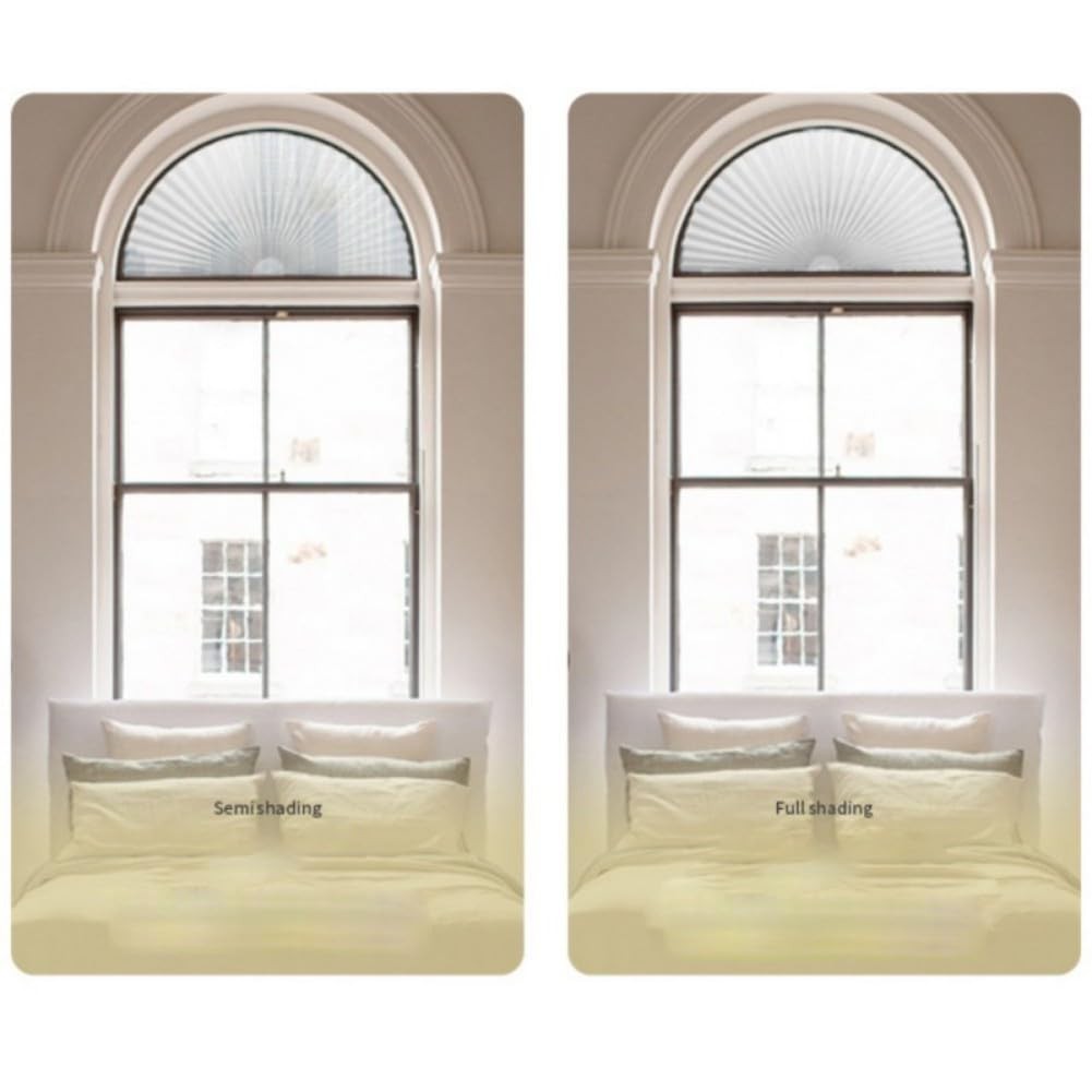 Arch Window Shade Curtains Half Circle Moon Pleated Fabric Blinds Semi Circle