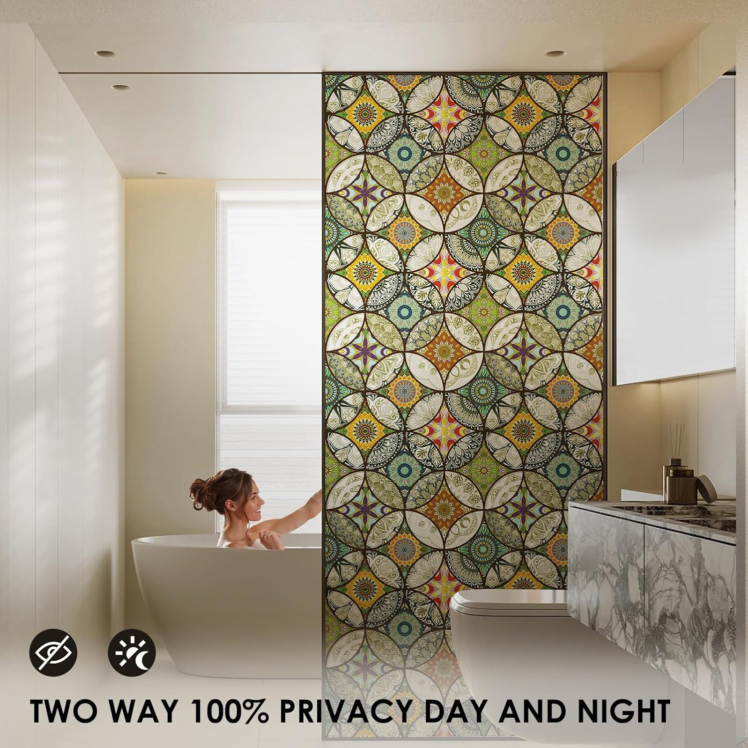 Static Cling Decorative Window Film with Installation Tools Non Adhesive Privacy