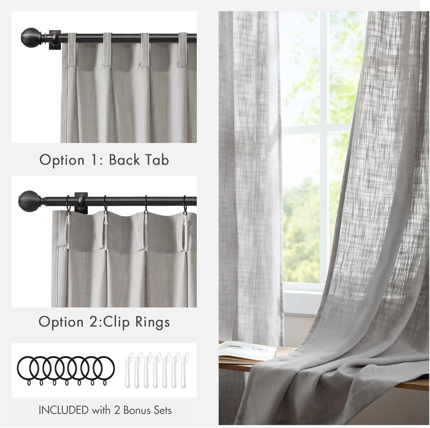 Emery Grey Pinch Pleated Curtains, Soft Light Filtering Drapes, 40″x84″ – 2 Pack