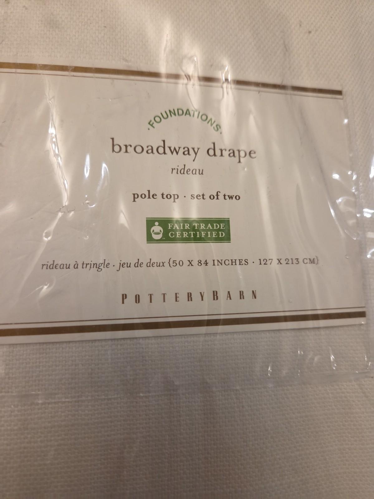 Pottery Barn Broadway Curtains Panels Set 50”x84″ Linen White Color Brand New