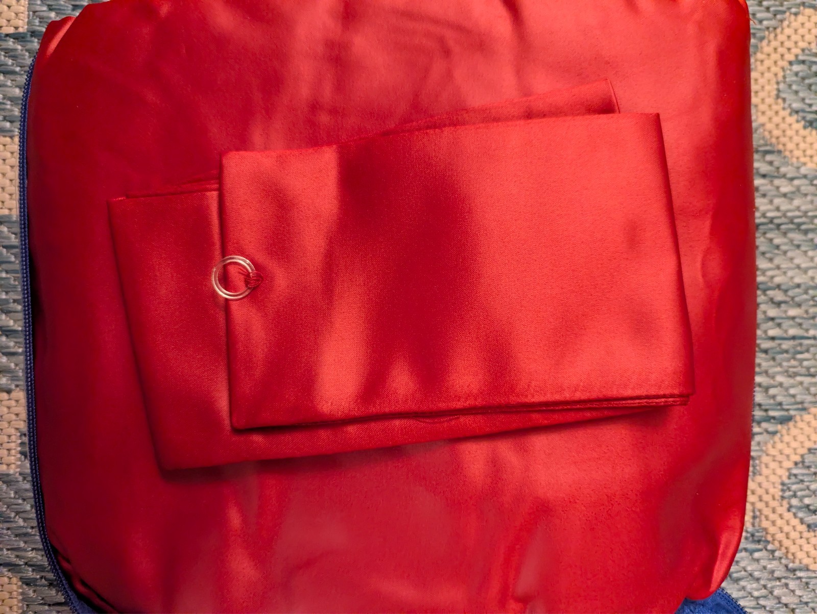 Dulce Hogar Rubi Rojo 53″x85″ Red Mexican Satin Curtain Set w/ 2 Curtains & Ties