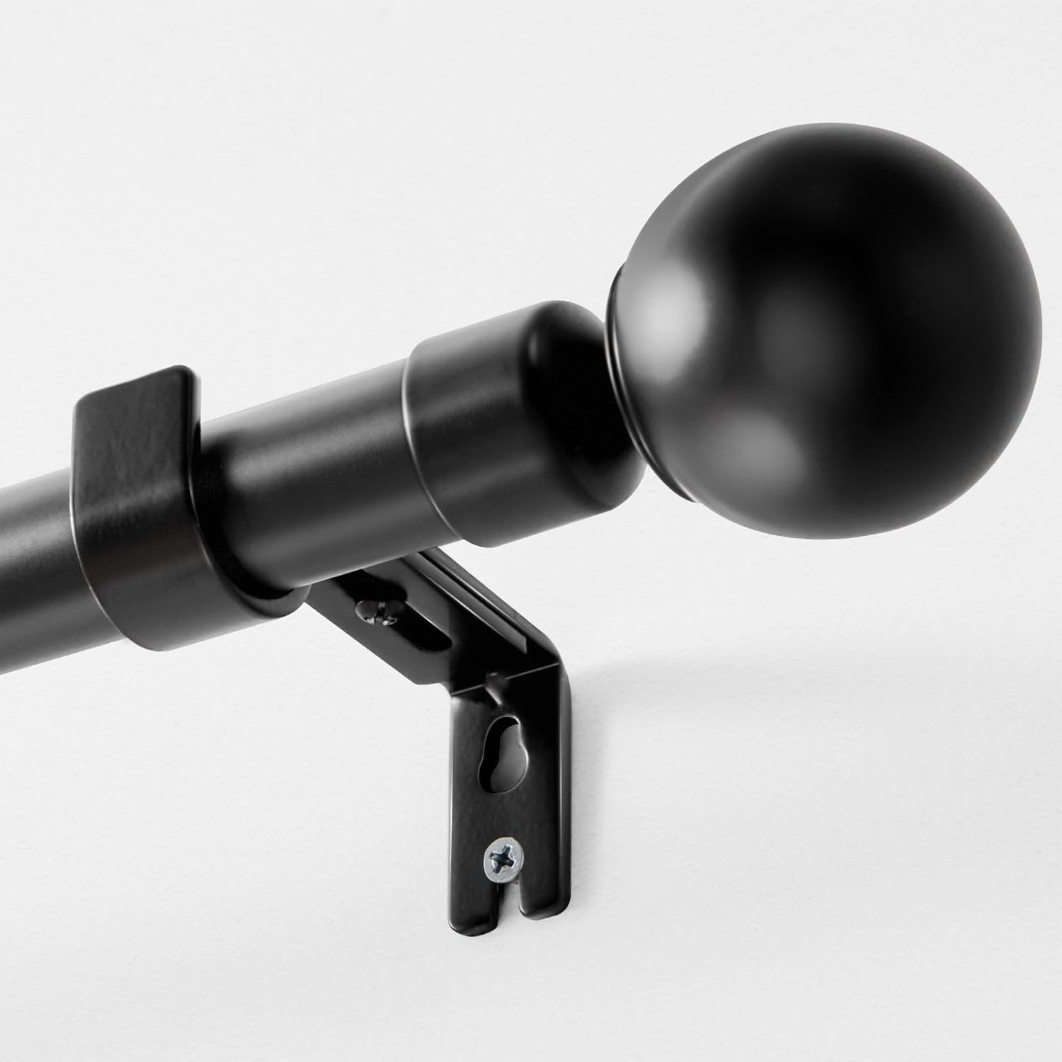 Black Curtain Rods for Windows 1 Inch Heavy Duty Adjustable Outdoor Indoor Set