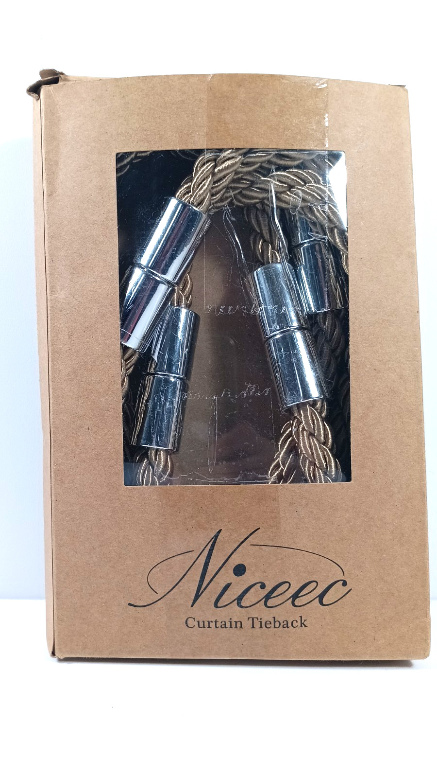 NICEEC 4 Pack Strong Magnetic Curtain Tiebacks Drape Gold Khaki