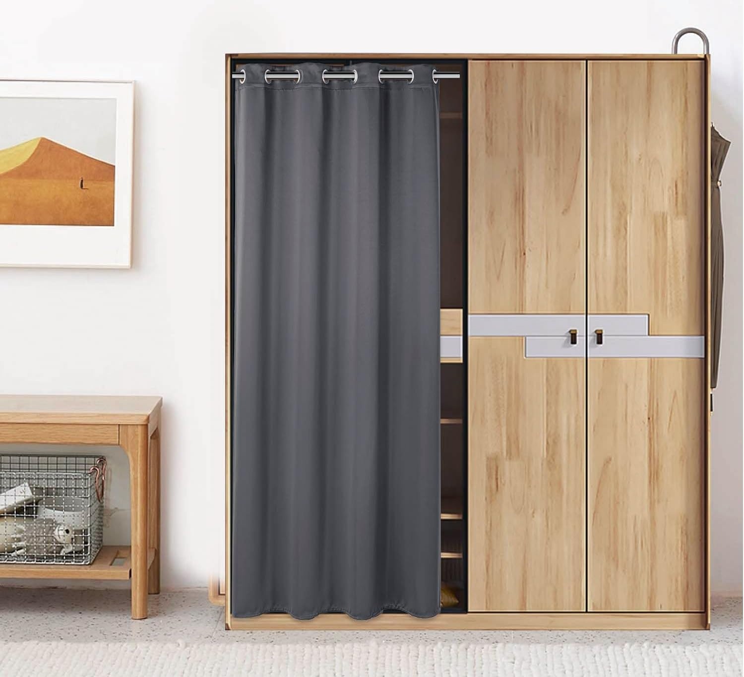 80″ Blackout Door Curtain Thermal Insulated Privacy Room Divider Dark Grey W34