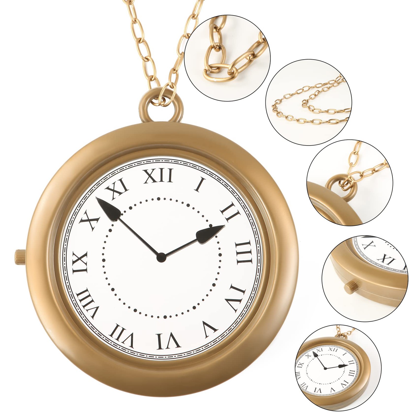 1 Piece Clock Necklace White Rabbit Clock Jumbo Flavor Hip Hop Rapper Clock N…
