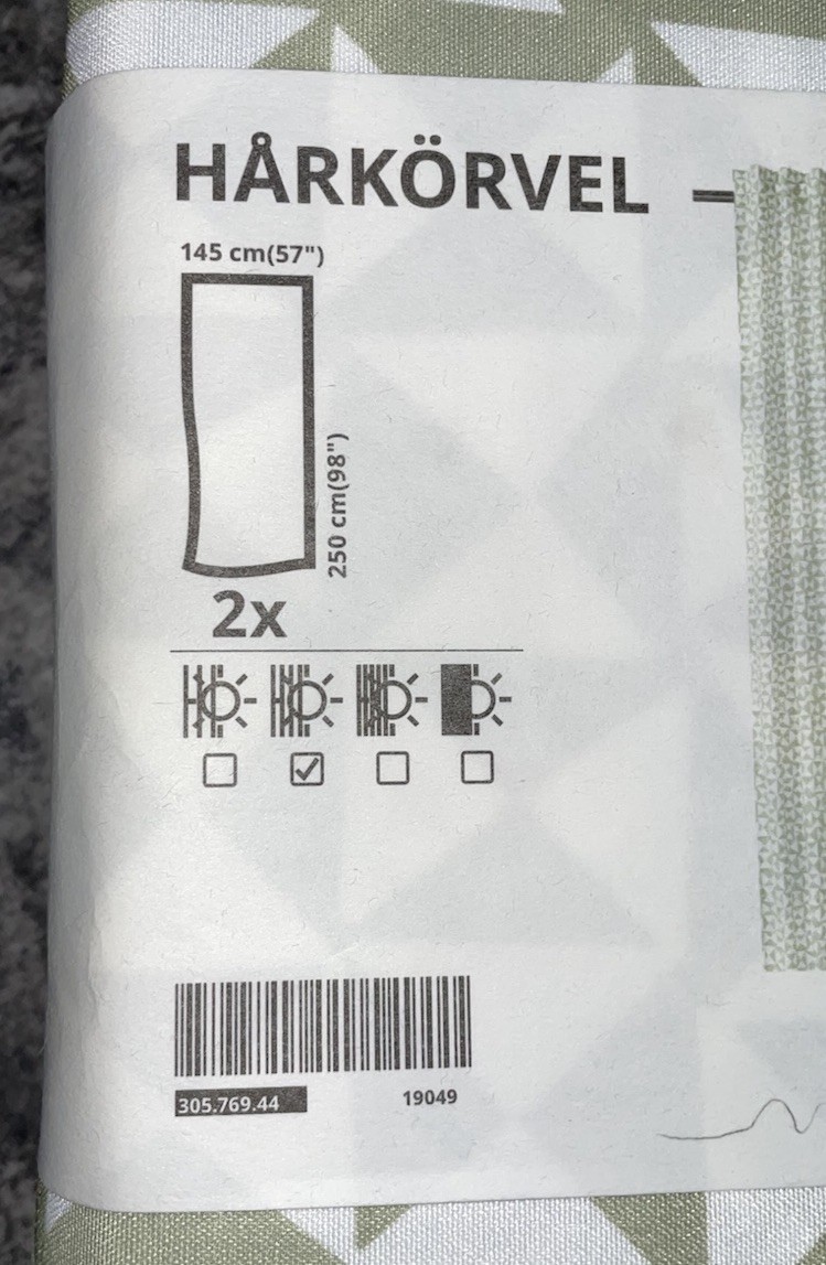 IKEA HARKORVEL Curtains 1 Pair Green/White 57×98″ 305.769.44 NEW