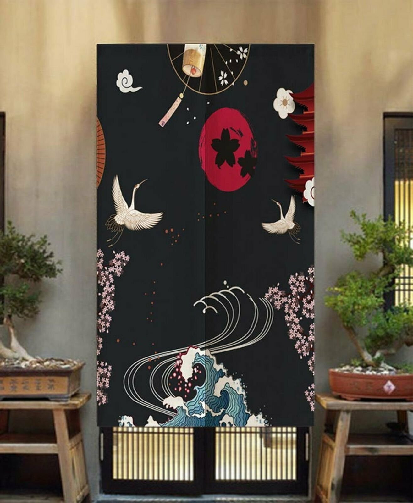 TJ Global Japanese Noren Doorway Curtain/Tapestry for Home or Restaurant – 33…