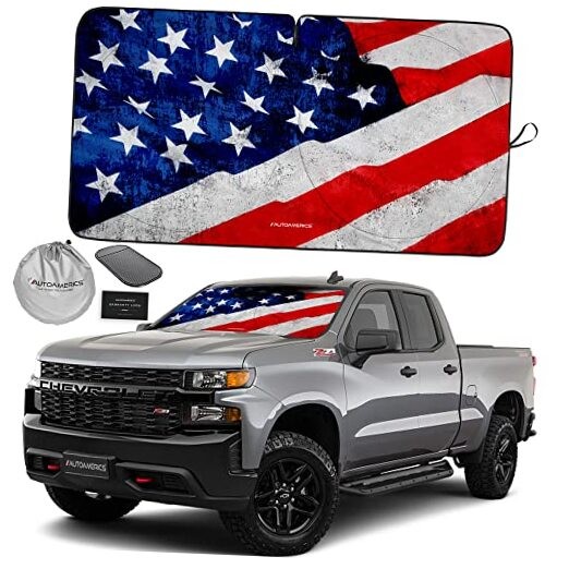 1-Piece Windshield Sun Shade Grunge LARGE = 64 x 33.5 inches USA GRUNGE FLAG-4