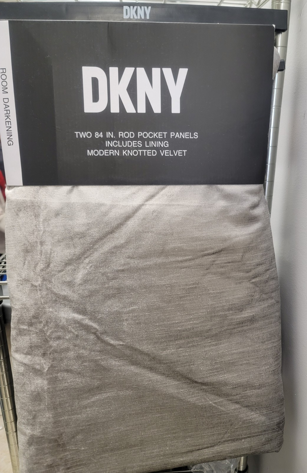DKNY Modern Knotted Velvet 50″ x 84” Window Panel Silver -Pair