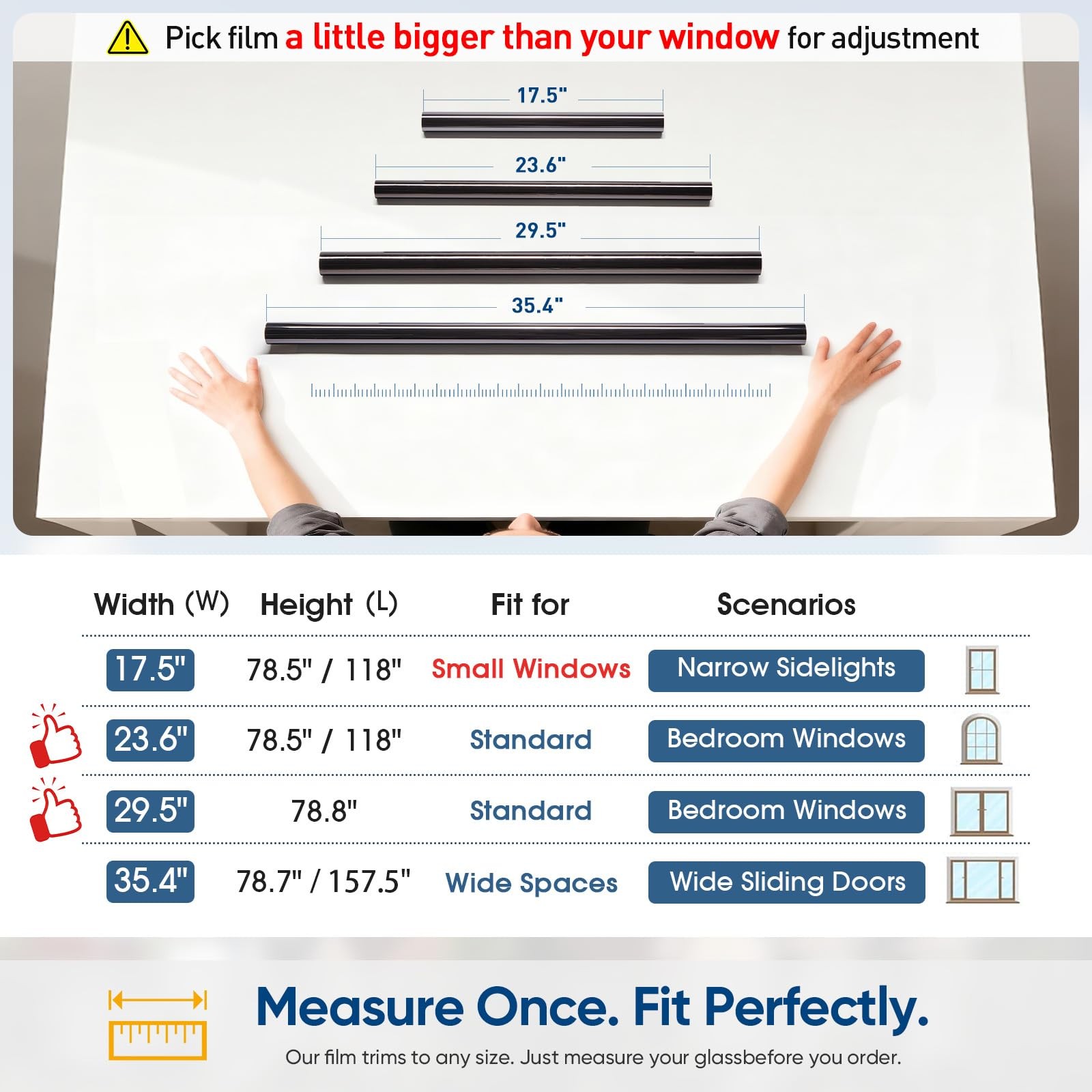 Window Tint for Home, One Way Privacy Film Heat & UV Blocking, Static Cling N…