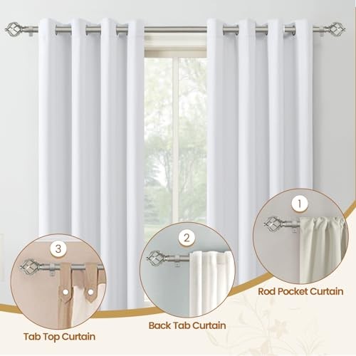 Silver Curtain Rod 32 to 58 Inch(2.6-4.8ft), Adjustable 32-58″ Antique Silver