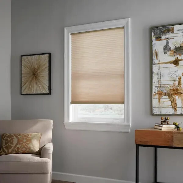 CUSTOM CUT Home Decorators Sahara 9/16 in. Cordless Light Filtering Cell Shade