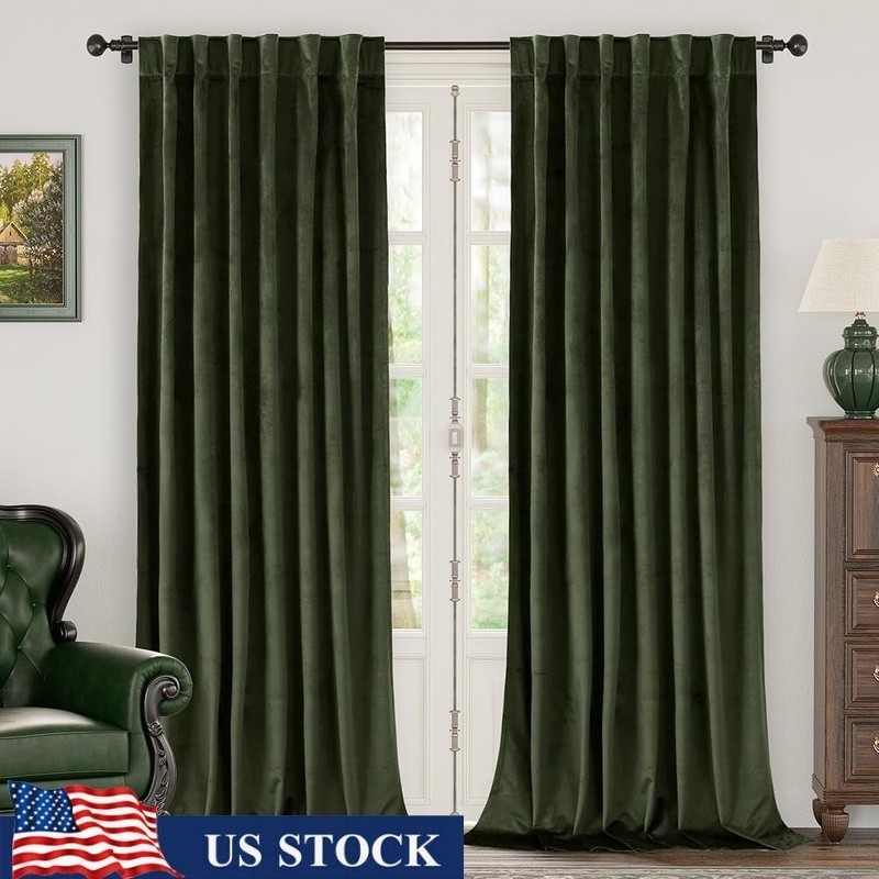 Soft Velvet Curtains Set of 2 Thick Blackout Drape Heavy Opacity 84L x 52W New