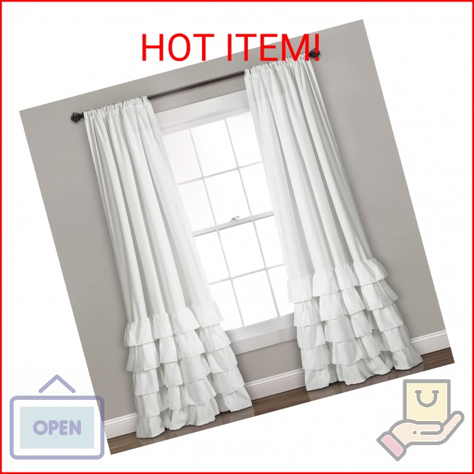 Lush Decor Allison Ruffle Light Filtering Window Curtain Panels Pair 40″ W x 84″