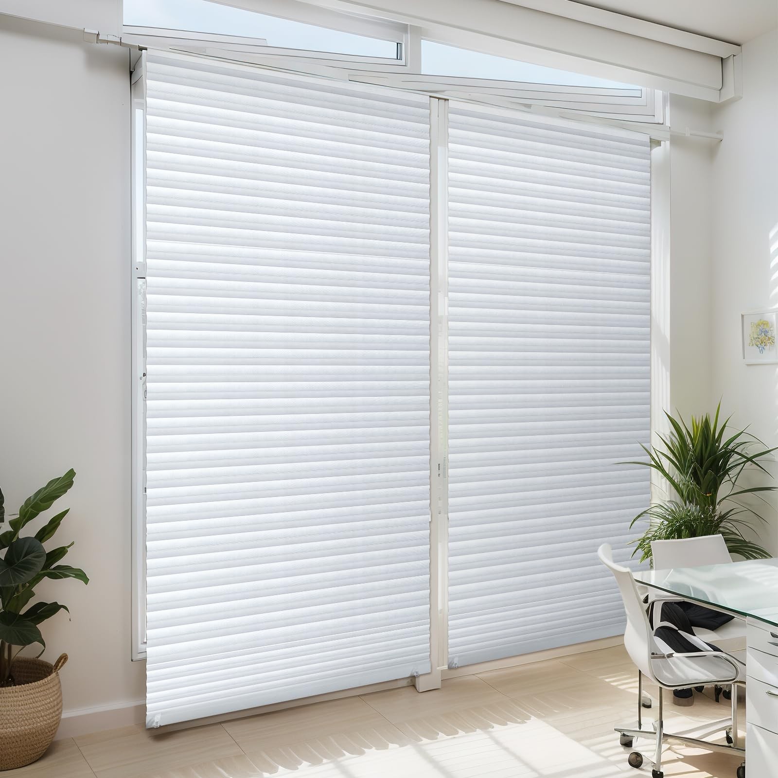 2 Pcs 23 x 110 Inches Temporary Blinds No Tools Cut to Size Fabric Shades Adh…
