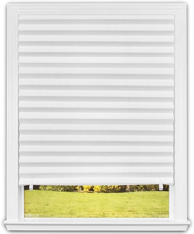 No Tools Light Filtering Pleated Paper Shade White, 36″ W x 72″ L, 6 Pack