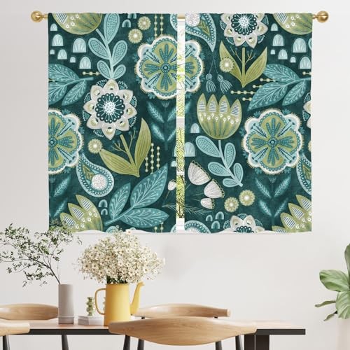 Boho Floral Kitchen Curtains 39 Inch 26″W x 39″L (Pack of 1) A3 – Flowerc5
