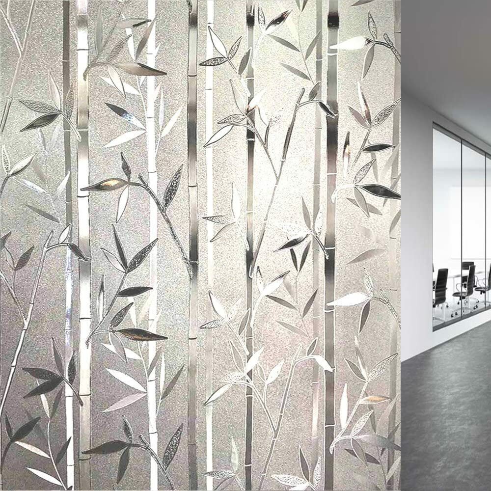 Bamboo Glass Window Film, Static Cling Window Sticker 17.7″x78.7″