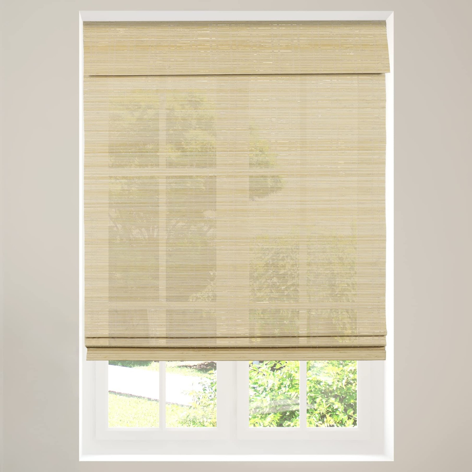 Calyx Interiors Cordless Bamboo Roman Shade Blind Light Filtering 32.5 W X 64 H