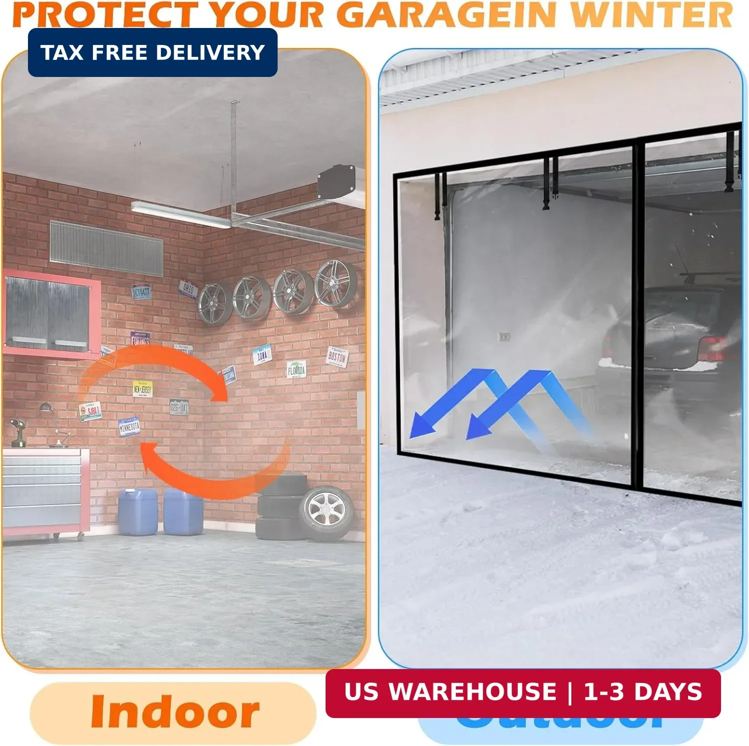 Mindsoft Garage Insulated Door Curtain Transparent Magnetic Screen Windproof Gar