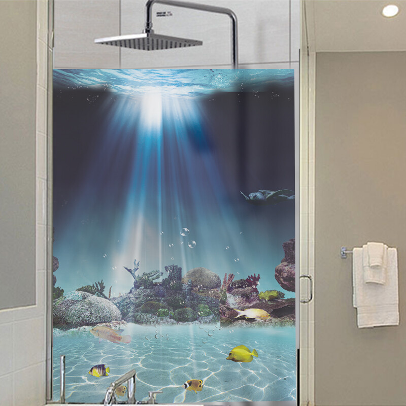 Ocean Underwater Static Clings Frosted Glass Stained Window Sticker Film NEW