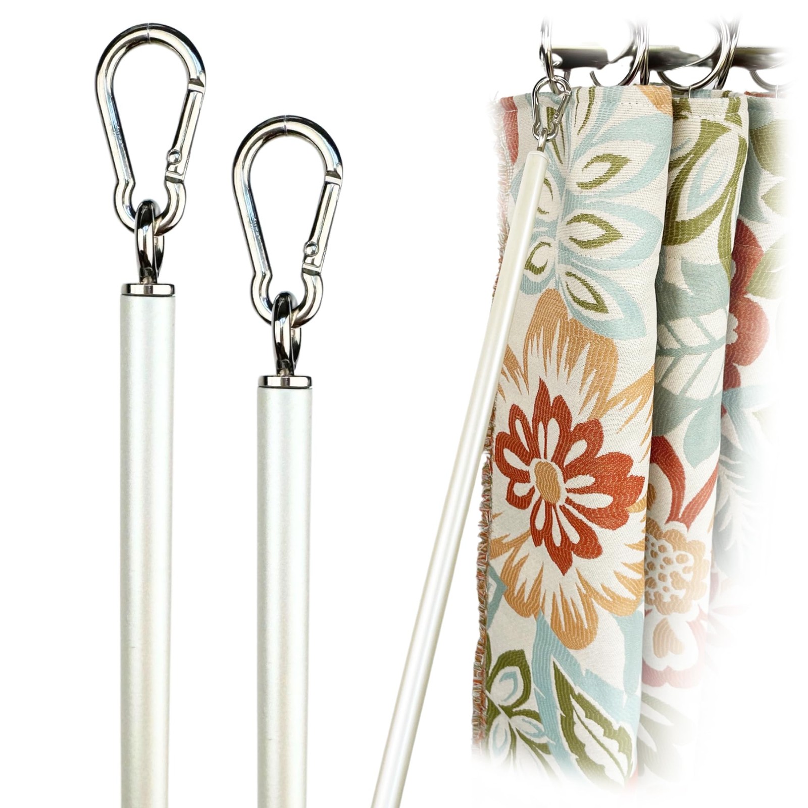 OooWow 36 inch (2 Pack) Pearl White Iron Curtain Pull Wand – Strong Drapery P…