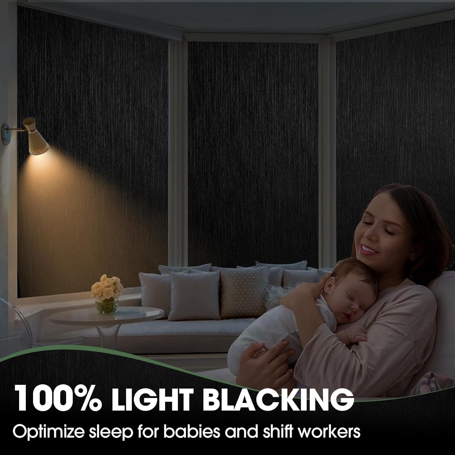 Black Light-blocking Privacy Protection Decorative Window Film Brushed Texture