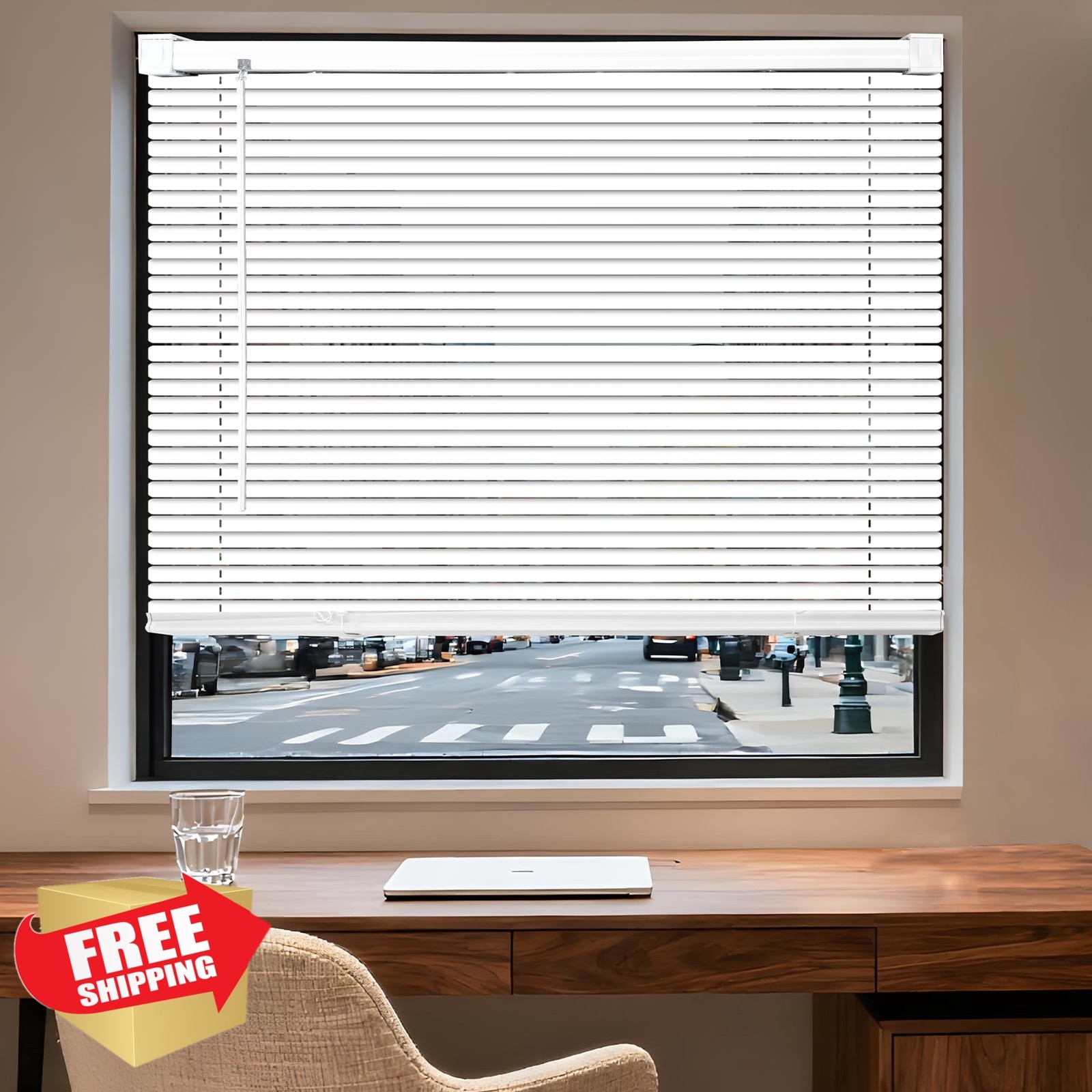 BlindlyHome Cordless Blinds White 45×64 Inch
