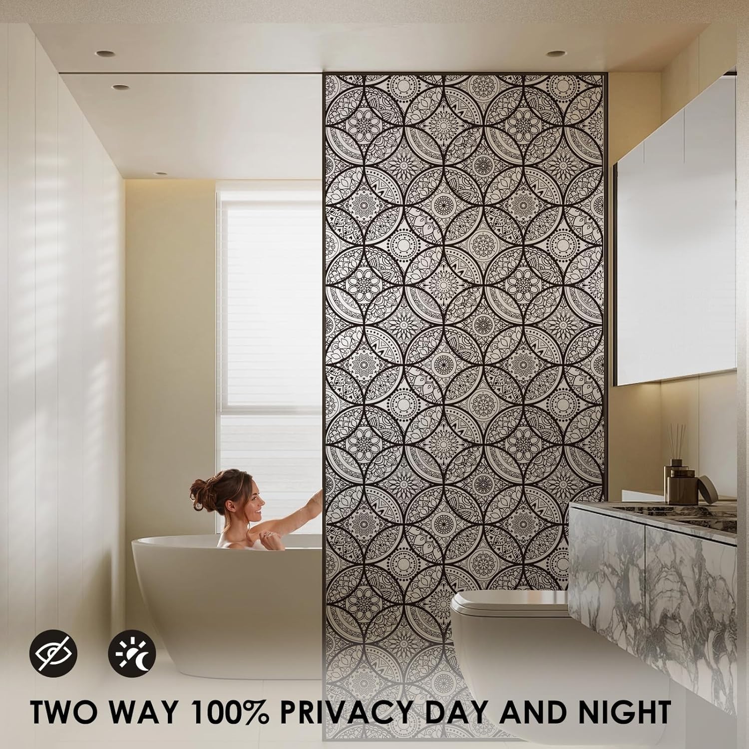 Stylish Static Cling Privacy Film – Pure Black, 17.7″ x 78.7″ for Home Decor
